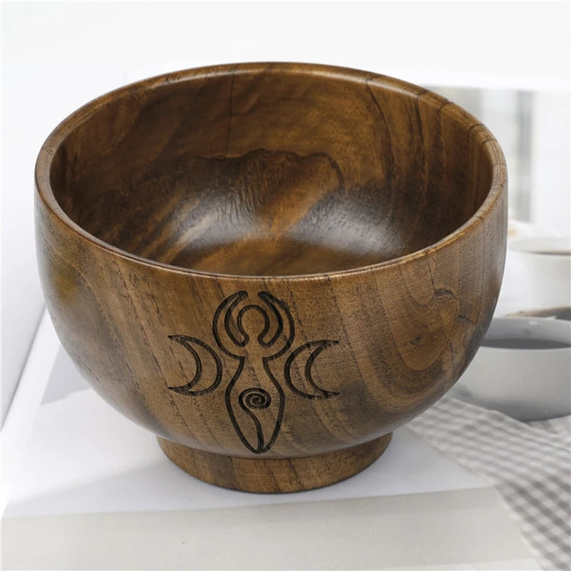 Altar Bowl Handmade Wood Bowls Ritual Tableware Ceremony Moon Divination Astrological Tool Board Game Witchcraft Prop
