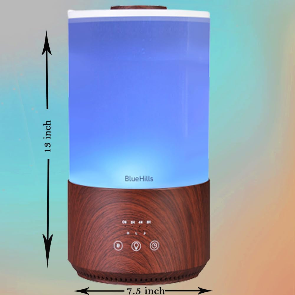 Premium 4000 Ml Tall Essential Oil Diffuser 4L 4 Liter 50 Hour Run with Remote Timer Aroma Humidifier 1 Gallon Big Capacity High Mist Output for Large Room Lights Dark Wood Grain T402