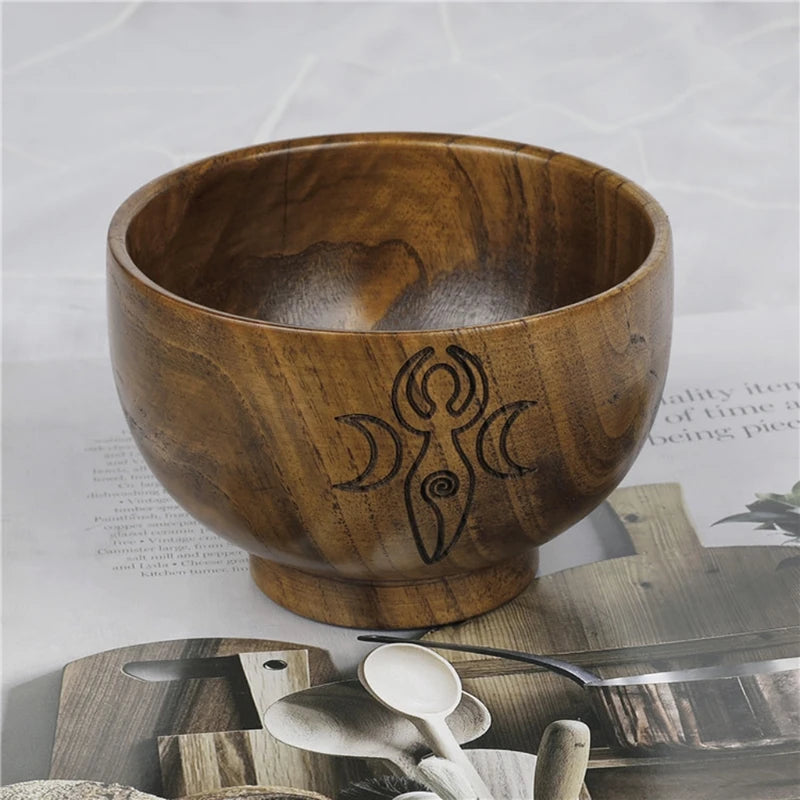 Altar Bowl Handmade Wood Bowls Ritual Tableware Ceremony Moon Divination Astrological Tool Board Game Witchcraft Prop