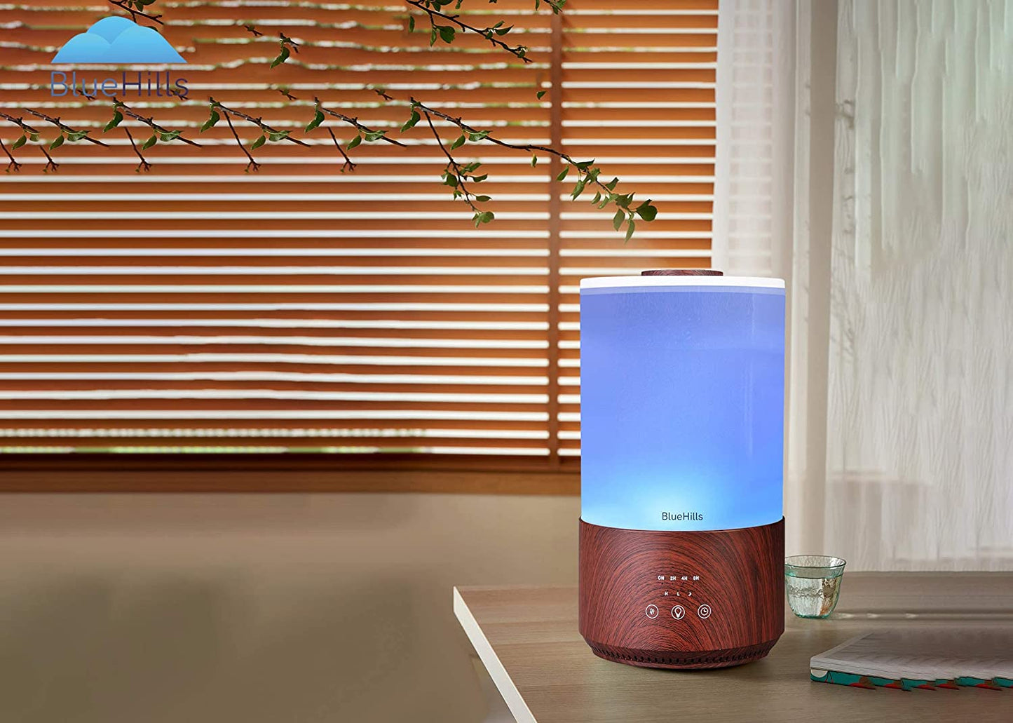 Premium 4000 Ml Tall Essential Oil Diffuser 4L 4 Liter 50 Hour Run with Remote Timer Aroma Humidifier 1 Gallon Big Capacity High Mist Output for Large Room Lights Dark Wood Grain T402