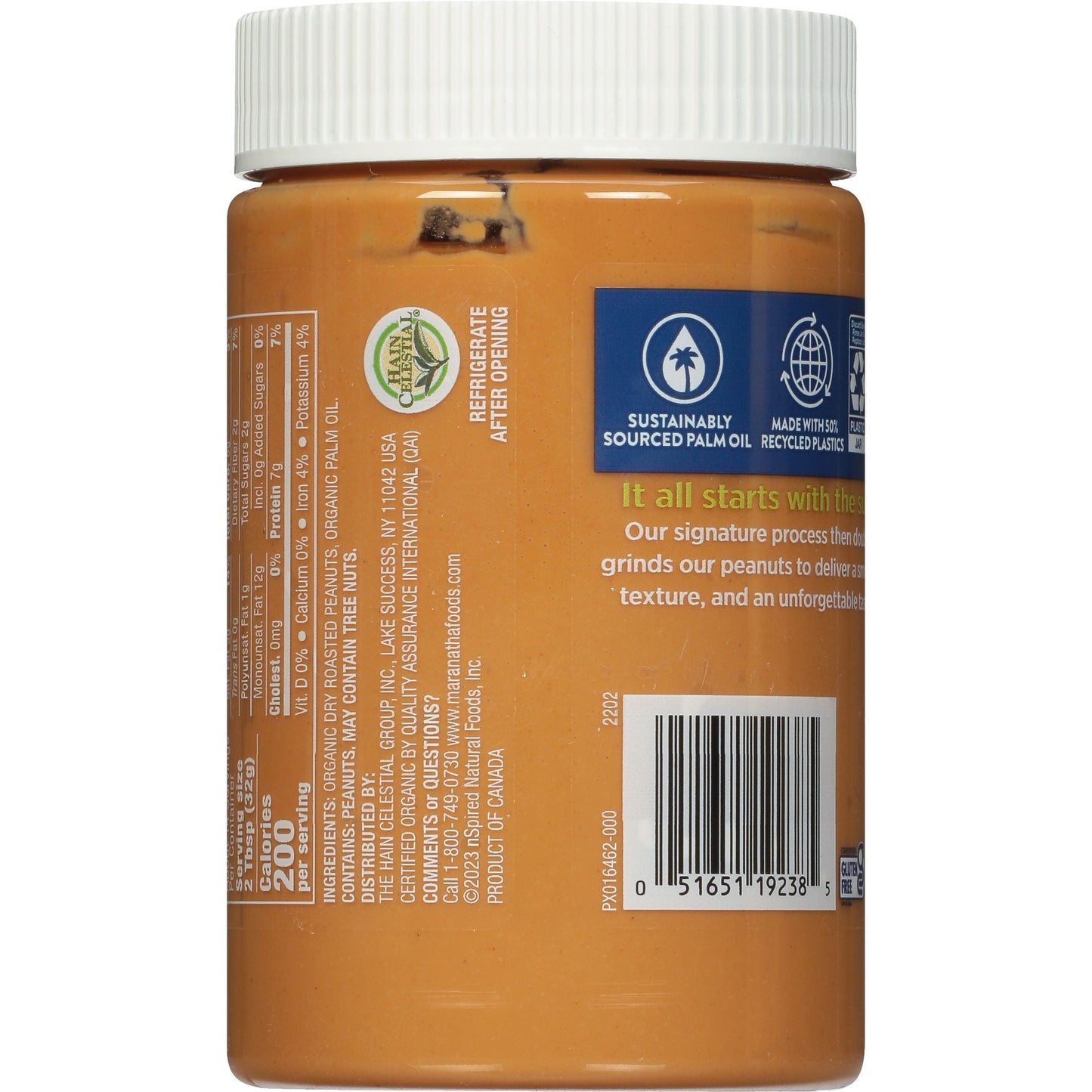 Organic No Sugar No Salt Creamy Peanut Butter, 16 Oz