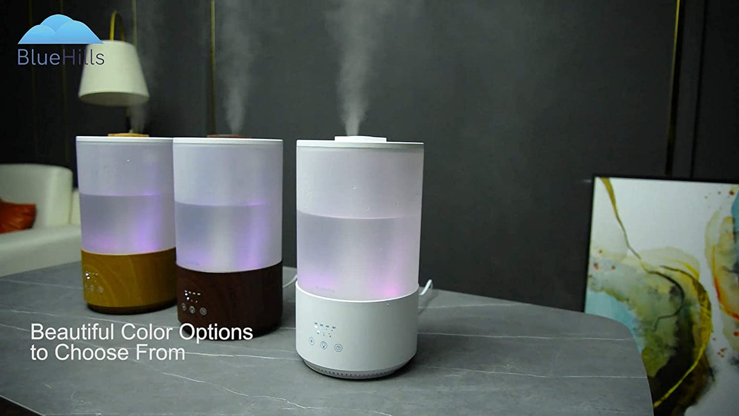 Premium 4000 Ml Tall Essential Oil Diffuser 4L 4 Liter 50 Hour Run with Remote Timer Aroma Humidifier 1 Gallon Big Capacity High Mist Output for Large Room Lights Dark Wood Grain T402