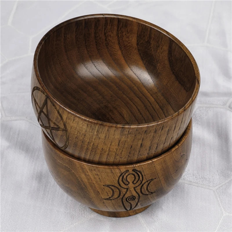 Altar Bowl Handmade Wood Bowls Ritual Tableware Ceremony Moon Divination Astrological Tool Board Game Witchcraft Prop