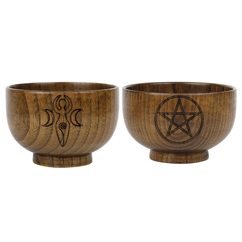 Altar Bowl Handmade Wood Bowls Ritual Tableware Ceremony Moon Divination Astrological Tool Board Game Witchcraft Prop