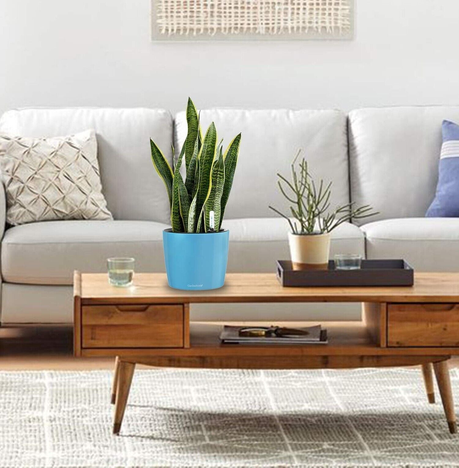 7 Inch round Self Watering Planter with Water Level Gauge Indoor Outdoor Gard...