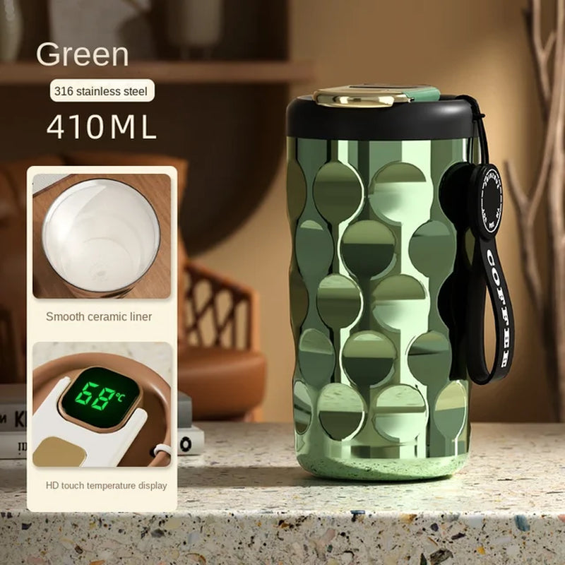 450Ml Thermos 316 Stainless Steel Thermal Coffee Mug Smart Temperature Display Water Bottle Portable Leakproof Insulation Cup