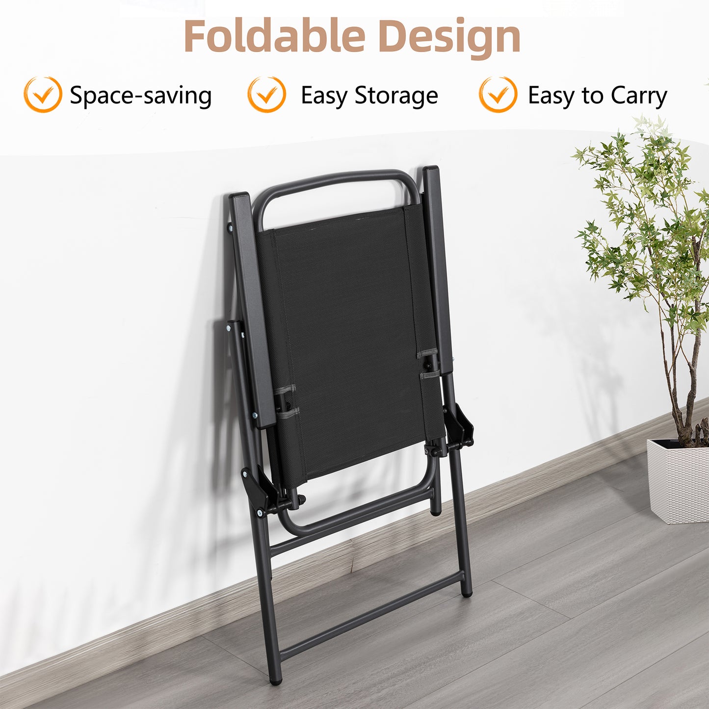 6 Piece Patio Dining Set with Umbrella, Outdoor Garden Set with 4 Folding Chairs and Tempered Glass Top Dining Table Brown