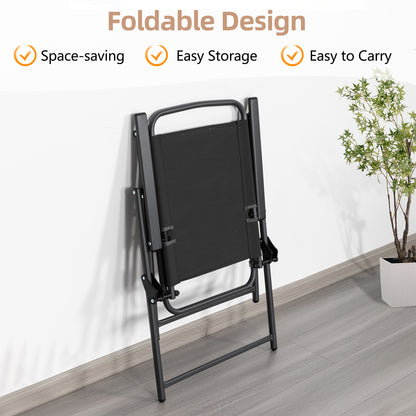 6 Piece Patio Dining Set with Umbrella, Outdoor Garden Set with 4 Folding Chairs and Tempered Glass Top Dining Table Brown